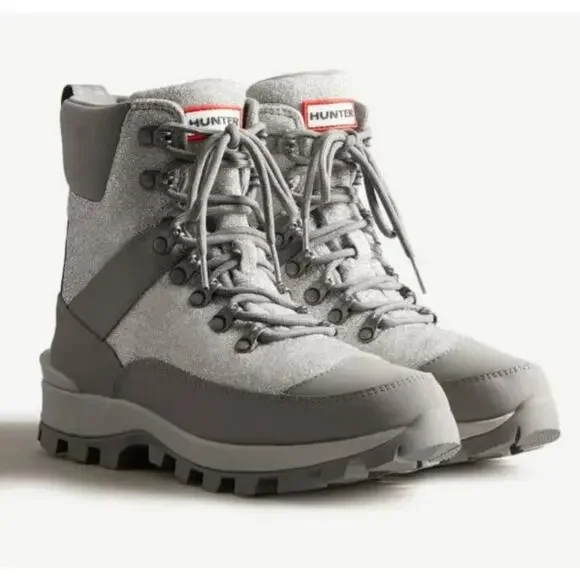NEW Hunter Glitter Commando Boot Silver/Tundra Grey 7 M - Picture 1 of 5